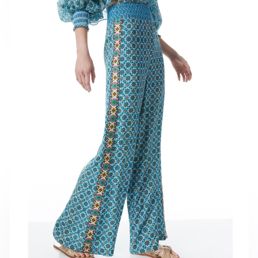 Alice + Olivia Russell High Waisted Smocked Waistband Pant